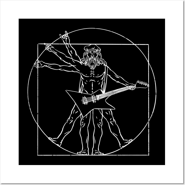 Funny Vitruvian Man Rocking a Guitar // Leonardo da Vinci Wall Art by SLAG_Creative